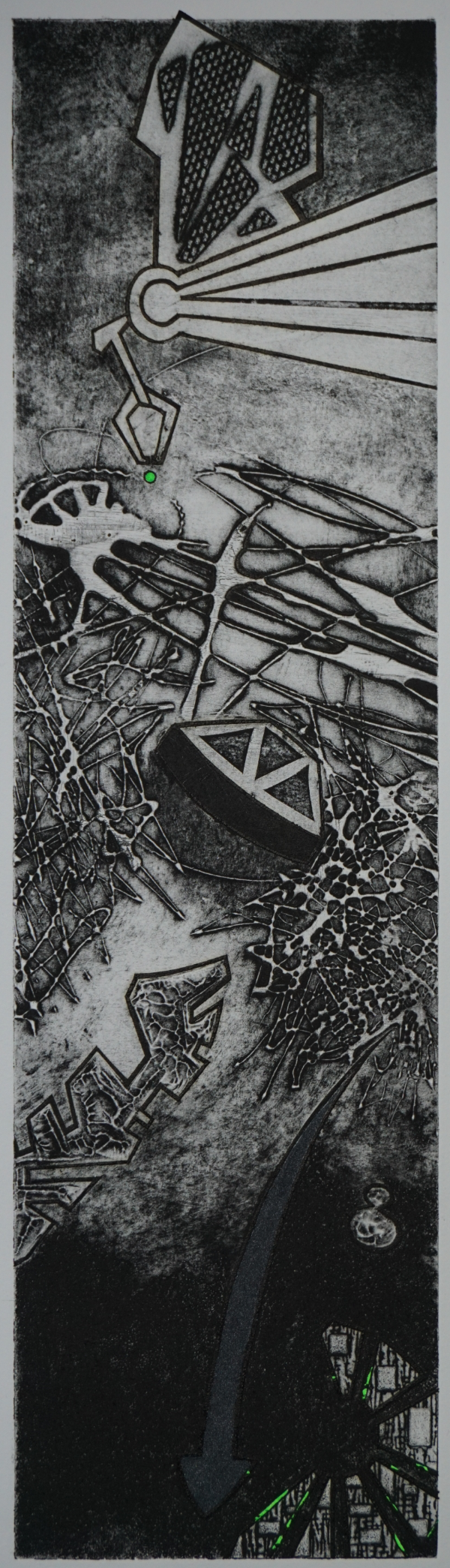 2 Pea - Art work in collagraph, carborundum and acrylic on somerset paper by Kirsten Mortimer